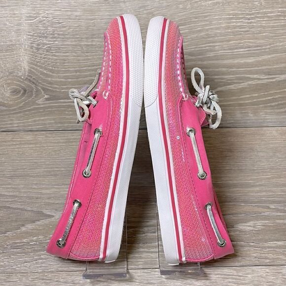 Sperry Top Sider Bahama One Eye Big Girl Sz 5M Pink Sequin Slip On Boat Shoe - Picture 10 of 10